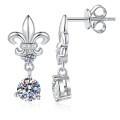 Sterling Silver Moissanite French Fringe Iris Vintage Earrings Wholesale-0-3