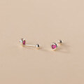 wholesale S925 SilverSmall Heart-shaped Rose Pink Diamond Earrings with Tiny Beaded Accents for Women M00914-0-1