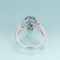 wholesale S925 Sterling Silver Unique Natural Moss Agate Ring, 3-Carat Pear Drop Shape with Green Moss Inclusions-0-2