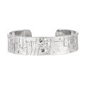 wholesale S925 Sterling Silver BG Stone Crackle Inlaid Diamond Bracelet for Women, High-End Textured Wide Band Heavy Work Design Small Niche Style-0-4