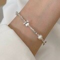 wholesale S925 Sterling Silver Butterfly Freshwater Pearl Small Silver Bead Bracelet, Fashionable and Luxurious Niche Design with a High-End Feel-0-2
