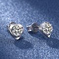 wholesale 925 Sterling Silver Moissanite Heart Stud Earrings for Women, Floral Heart Shape Earrings, Gift for Girlfriend or Best Friend-0-1