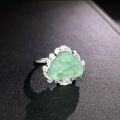 wholesale S925 Sterling Silver Women's Natural Jadeite Buddha Adjustable Ring, Live Opening, Blue WaterJadeite Wholesale-0-3