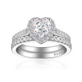 wholesale 925 Sterling Silver 1ct Color Gemstone Heart Combination Set Ring, High-End Luxurious Ice Flower Cut High-Carbon Diamond Heart Gemstone Ring-0-5
