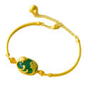 wholesale Gold-plated 925 Silver with Certificate, Retro Fish-themed Jade Jewelry, Ice-Type Green Chalcedony Agate Bracelet for Women-0-4