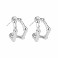 wholesale S925 Sterling Silver 581 Niche Individualistic Ins Minimalist Geometric Irregular Double-Layer Hollow-Out Earrings for Women-0-4