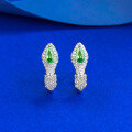 wholesale S925 Sterling Silver Pear-Shaped Green Zircon Snake Bone Ear Claw with a Premium and Subtly Luxurious Sparkle, Live Stream Edition-0-1