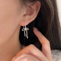 wholesale S925 Sterling Silver Simple Popular Bow Ear Hooks for Women, Korean New Versatile Personalized Elegant Earrings-0-2