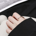 wholesale S925 Sterling Silver Korean Style Ins Minimalist Twist English "Luck" Versatile Open Ring-0-3