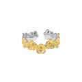 wholesale S925 Sterling Silver Korean Version Ins Minimalist Small Daisy Two-Tone Plated Color Block Open Adjustable Ring for Women-0-6