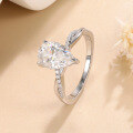 wholesale 18K Gold Plated S925 Sterling Silver Cross-Border New 2-Carat Teardrop Pear-Shaped Moissanite Ring for Women's Fashion Wedding-0-1