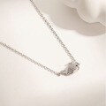 wholesale S925 Sterling Silver Whale Full Inlaid Zircon Necklace Fashion Niche Design Commuting Versatile Collarbone Chain Jewelry-0-2