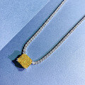 wholesale 925 Silver Pink Diamond White Diamond Yellow Diamond Rectangle 8*10 High Carbon Diamond Necklace European and American Ins Style Cross-Border Best Seller-0-5