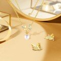 wholesale S925 Sterling Silver Small Leaf Earrings With Zirconia And Pearl Necklace Set, Featuring A Minimalist Branch Design-0-2