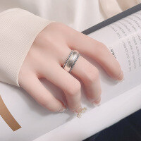 wholesale S925 Silver Cloud Tide Pavilion Fashion Minimalist Elegant Small Bead Lines Unique and Creative Design Open Adjustable Ring-YJ1022/approx. 5.5g Adjustable opening