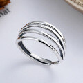 wholesale S925 Sterling Silver Korean Style Ins Minimalist Multi-Layer Hollow Open Adjustable Ring Unisex-0-0