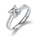 925 Silver Moissanite Square Ring Cross-border Wholesale Design-0-3