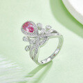 wholesale S925 Silver Luxury Crown Teardrop Ring with Colored Moissanite and GRA Certificate, New Women's Ring-0-2