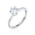 wholesale S925 sterling silver minimalist open-end D-color moissanite ring classic six-prong one-carat moissanite diamond ring with certificate-0-2