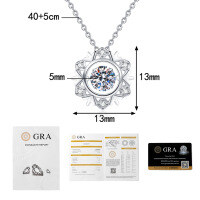 S925 Silver 50-Point Moissanite Snowflake Pendant Necklace for Women-50-point Moissanite