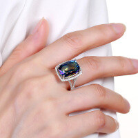 wholesale S925 sterling silver embedded gemstone ring, factory direct supply colorful crystal ring for women, European and American vintage fashion elegant-Crystal-Colorful Blue>US Size 9