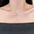 wholesale S925 Sterling Silver Light Luxury High-End Pink Heart with Wings Extendable Chain Design Fashionable Elegant Collarbone Necklace-0-2