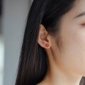wholesale S925 Silver Japanese Light Luxury Red Corundum Small Sun Earrings for Women, Vintage Geometric Floral Wholesale Ear Accessories-0-1