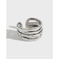 wholesale Sterling Silver Korean Style Vintage Distressed Multi-Layer Twisted Line Adjustable Ring for Women-0-0