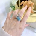 wholesale S925 Silver with Premium Inlaid 9*12 Aquamarine and High-Carbon Diamond Butterfly Ring, New Collection by Zhuozhifan Jewelry for Cross-Border Market-0-1