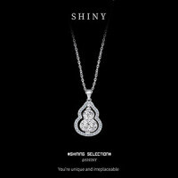 Sterling Silver Rotating Gourd Pendant Necklace, New Chinese Style-S925 Sterling Silver (Silver) + Zircon  925 Silver