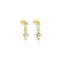 wholesale S925 Sterling Silver Four-leaf Clover Earrings, Dainty And Versatile Zircon Earring Set For Women-E4870-Gold/Pair 925 Silver