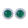wholesale S925 Sterling Silver New 80mm Simulated Green Chrysoprase Earrings for Women, Luxuriously Set with Full Diamonds Classic Ear Accessories-0-4