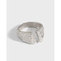wholesale S925 Sterling Silver Korean Dongdaemun Style Ins Minimalist Textured Ring for Women, Versatile Silver Ring-0-0