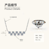 S925 Silver D Color Moissanite 9-Stone Row Cross Necklace-Square geometric necklace [White Gold]  925 Silver