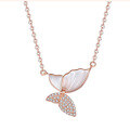 wholesale 925 Sterling Silver White Mother-of-Pearl Butterfly Necklace, New Women's Small Exclusive Design Sense Light Luxury Collarbone Chain for Girlfriend-0-4