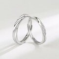 wholesale S925 Sterling Silver Adjustable Möbius Strip Love Frequency Couple Rings, Minimalist and Niche Luxury Matching Bands-0-5