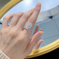 wholesale 925 Silver 5*10 Marquise White Diamond Open Ring for Women, from MuJing Jewelry's New Collection-0-2