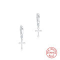 wholesale S925 Sterling Silver Star Moon Opal Inlaid Cross Earring Hoop-0-8