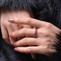 wholesale S925 silver new style row ring with ruby-red round 225mm stones, delicate women's ring for slender fingers-0-3