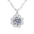 S925 Sterling Silver Moissanite Snowflake Pendant Necklace-0-3