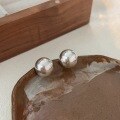 wholesale S925 Sterling Silver Semi-Sphere Stud Earrings for Women, Fashionable and Elegant Minimalist New Korean and Japanese Heavy Work Earrings-0-5