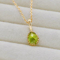 wholesale S925 Silver Plated 14k Gold Green Olive Necklace, Dainty Spring Japanese Retro Style-0-3
