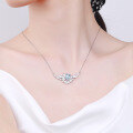 wholesale S925 Sterling Silver Mini Luxury Style Angel Wing Necklace with Colored Gemstones and Natural Stones, Perfect as a Birthday Gift for Bestie-0-3