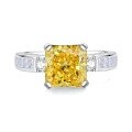 wholesale S925 Sterling Silver Goose Yellow Ring for Women, Small and Luxurious, Ice Flower Zirconia Rectangular High-Carbon Diamond Ring Collection-0-16