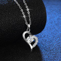 S925 Sterling Silver Moissanite Heart Pendant Necklace for Women-0-1