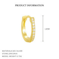 wholesale S925 Sterling Silver Bohemian Four-Leaf Clover Earrings with Zirconia Flower Embossed Cross-Border Wholesale-E1274E-Gold/Single 925 Silver