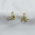 wholesale S925 sterling silver pearl earrings, new trendy light luxury Korean Japanese stud earrings, retro geometric earrings-0-0