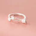 wholesale S925 Sterling Silver Fresh Sweet Ins Niche Design Exquisite Plum Blossom Lily of the Valley Ring R02829-0-4