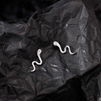 wholesale S925 silver small snake-shaped line earrings summer diamond-inlaid stylish Korean-style snake earrings M00075-S925 silver pair silver>925 silver