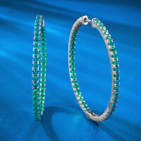 wholesale S925 Silver New Jewelry European and American Hoop Earrings High Carbon Diamond Minimalist Ear Clips Fashion Versatile Cross-Border Style-E330 Light blue hoop earrings>925 silver